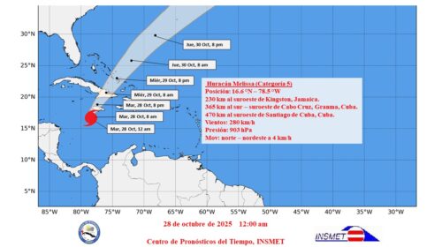 Melissa comienza a moverse lentamente al norte-nordeste