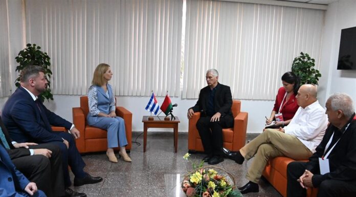 Díaz-Canel recibió a presidenta del Partido Bélaya Rus