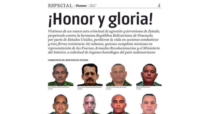 Cuba honra a 32 combatientes caídos en agresión contra Venezuela