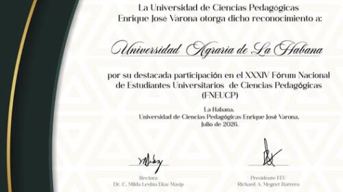 Distinguida con la Condición de Destacada, Universidad Agraria de La Habana “Fructuoso Rodríguez Pérez”